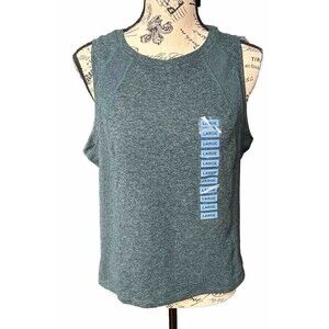 Member's Mark Ladies Soft Rib Cropped Tank L Heather Navy Green
